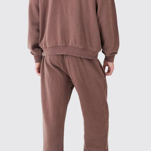 Costume d'hiver à fermeture éclair 100% coton avec logo personnalisé pour adultes Survêtement de jogging respirant Ensemble deux pièces sur mesure pour homme - Product Image 5
