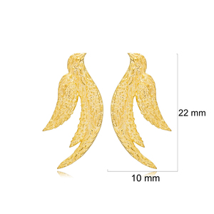 Boucles d'oreilles texturées au Design d'oiseau élégant, bijoux en argent Sterling 925 turc pour femmes - Product Image 2