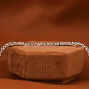 Round Cut Minimalist Lab Grown Diamond Tennis <b>Bracelet</b> 14KT <b>Solid</b> Gold Luxury <b>Bracelet</b> for Wife Gift Custom Stylish Design - Product Image 3