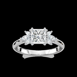 Bague de fiançailles en diamant de laboratoire taille princesse de 1,30 carat, certifiée IGI, or massif 14 carats, solitaire classique, bague de mariée pour femmes - Product Image 1