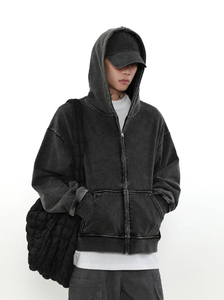 Sweats à capuche noirs personnalisés pour hommes en gros Streetwear Washed Hoodies OEM Fashion Hoodies 100% Cotton - Product Image 5
