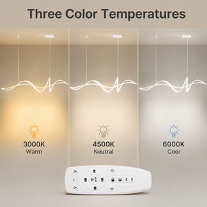 Luminaire suspendu moderne en métal à LED, tricolore, à intensité variable, avec télécommande, hauteur réglable, pour salle à manger, îlot de cuisine - Product Image 3