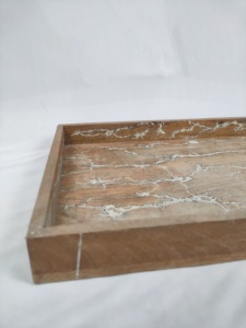 ถาดเสิร์ฟไม้เนื้อแข็งทรงสี่เหลี่ยมผืนผ้า ขัดเงา สไตล์วินเทจ เป็นมิตรกับสิ่งแวดล้อม เหมาะสำหรับเสิร์ฟกาแฟ ชา ของว่าง หรือใช้เป็นของตกแต่ง - Product Image 5