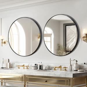 Nouveau design miroir mural rond en métal doré élégant et décoratif pour chambre à coucher salon dressing intérieur de maison contemporain - Product Image 2