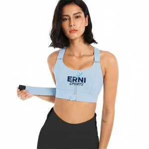 Conjunto Deportivo Erni Sports para Mujer, Talla Grande, Sujetador Deportivo de Alta Sujeción de Nailon/Algodón, Leggings de Cintura Alta, Top de Yoga con Cremallera Delantera y Tirantes Ajustables - Product Image 1