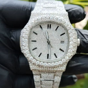 นาฬิกาข้อมือผู้ชายแบบกลไก ประดับเพชรหรูหรา สไตล์ฮิปฮอป พร้อมเครื่องทดสอบเพชร  ประดับเพชร VVS และมอยส์ซาไนต์ - Product Image 1