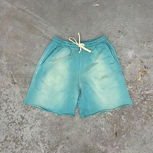 Venta caliente Screen Puff Print Vintage Cotton Custom Manufacturer French Terry Sweat Men Acid Wash Shorts - Product Image 3