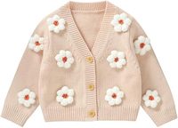 Suéter de Punto Cálido y Ecológico Personalizable con Cuello en V, de Lana/Acrílico, para Bebés Niñas, con Forro de Lana, Mangas Largas y Transpirable