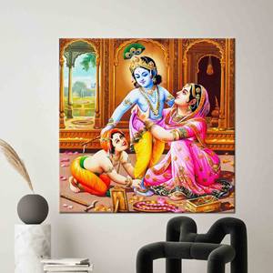 Toile imprimée élégante : Art de la femme indienne, Décoration moderne pour la maison, TOILE ENROBÉE - Product Image 1