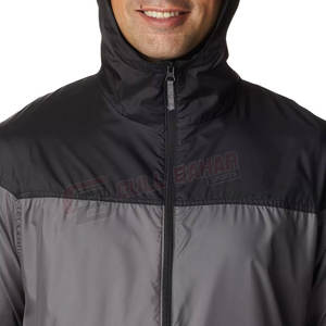 Veste coupe-vent bicolore pour homme avec fermeture éclair complète et capuche Veste coupe-vent pour homme - Product Image 5