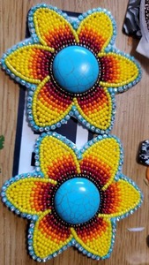 Needlework Handmade Embroidered <b>Earrings</b> Fabric-based Jewelry Flower Botanical Jewelry Rose Petal Design Shape Wedding Gift - Product Image 2