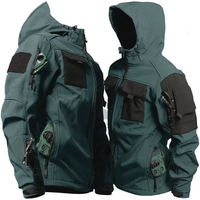 Vestes d'hiver tactiques pour hommes, en softshell, style safari, pour l'extérieur, avec fermeture éclair, séchage rapide, en coton tricoté, imperméables, coupe-vent, respirantes, à capuche