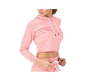 Sudadera con Capucha Corta de Invierno Personalizada para Mujer, Sudadera Informal Holgada con Logotipo en el Pecho y Capucha de Lona - Product Image 5