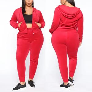 Winter New Custom Casual Leisure Suit Two-piece Set Eco-Friendly Velour Double-zipper Hooded <b>Tracksuit</b> Jogger <b>Women</b> Clothing Set - Product Image 4
