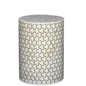 Wholesale New Handcrafted Bone Inlay Drum <b>Stool</b> <b>Tables</b> Modern Design Home Office Furniture Outdoor Use Direct Indian Exporter - Product Image 3