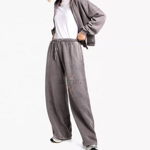 Conjunto Deportivo de Invierno Personalizado con Lavado Ácido para Mujer, Ropa Deportiva Informal de 2 Piezas, Pantalones Jogger Holgados con Cordón, 100% Algodón - Product Image 6