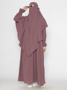 Último Diseño 2024, Naqab para Mujer, Manga Larga, Burqa Negra, Estilo Étnico, Hijab de Poliéster Sólido, Conjunto Khimar, Abaya de Dubái, Mejor Precio - Product Image 6