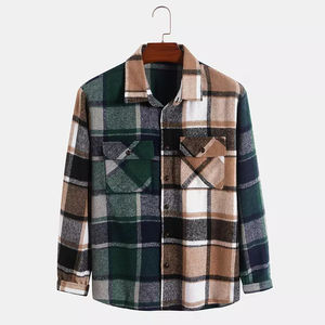 plaid shirt <b>jacket</b> <b>flannel</b> tweed <b>men</b> overshirt with two patch pockets - Product Image 6