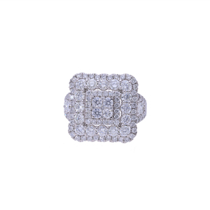 Bague classique luxueuse en or 14 carats plaqué rhodium, multi-couches, diamants naturels brillants taille brillant pour femme - Product Image 1
