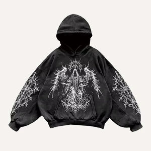Nouveau Hoodie en molleton 100% coton brodé et imprimé à la main, personnalisé, pour homme et femme, style Hip-hop Y2K K-Pop, collection Hiver 2024 - Product Image 1
