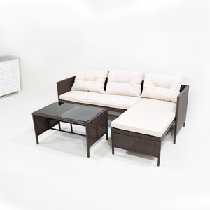 Ensemble de canapé d'angle en forme de L moderne avec table basse, confortable, en bois de caoutchouc, mousse et tissu, pour la maison et le salon d'hôtel - Product Image 4