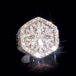 Bague Hip Hop personnalisée en forme de flocon de neige sertie de moissanite VVS en argent 925 plaqué or rose rhodié, style unisexe, style bling - Product Image 2