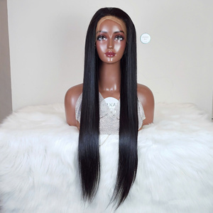 Perruques en cheveux humains vierges en gros, sans colle, lisses, avec fermeture en dentelle, petite taille, pré-épilées pour femmes - Product Image 1