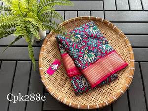 Hermosos saris puros de seda Aasem Tusser con bordes tradicionales de diseñador Lotus - Product Image 2