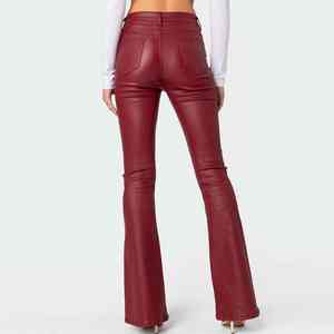 Hot New Trending Women's Skinny Flat PU Leather Pants Diseño de moda de alta calidad para el invierno - Product Image 5