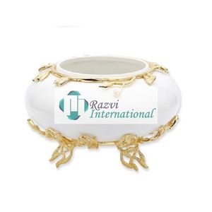 Cuenco con patas doradas con detalles de flores y esmalte blanco, decoración interior de nuevo diseño, cuencos de diseño de lujo de la mejor calidad - Product Image 3