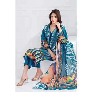 Nouvel arrivage de vêtements décontractés afghans pakistanais Robe de travail imprimée pour femmes Nouveau design de pelouse Shalwar Kameez avec Dupatta - Product Image 3