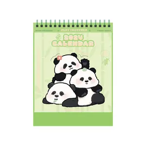 2024最新创意艺术手绘可爱熊猫定制月台历规划器