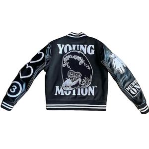 Vestes universitaires personnalisées avec broderie de style letterman Vestes universitaires en cuir pur manches hiver décontractées en laine chaude - Product Image 2