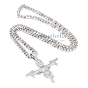 Dual Uzi Angel 925 collar de lujo de plata Iced Bling Moissanite colgantes diseño único chapado en oro Hip Hop declaración fiestas - Product Image 6