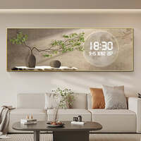 Décoration murale intégrée moderne et minimaliste en porcelaine de 4x2 pieds avec horloge numérique et affichage météo