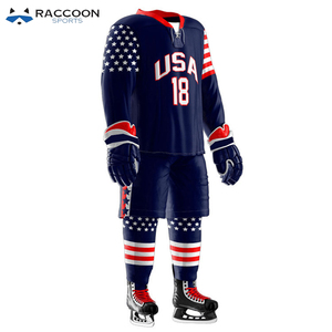Tenue d'équipe sportive, maillot de hockey sur glace, uniforme respirant à séchage rapide, 100% polyester, qualité supérieure, logo personnalisé cousu, Raccoon Sports - Product Image 2