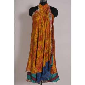 Reversible Magic Wrap <b>Skirt</b> Women Vintage Art Silk, 2 Layer Poly Silk <b>Long</b> <b>Skirt</b>, Multi Color Short Dress - Product Image 6