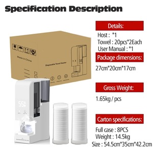 Humidificateur <span class=keywords><strong>de</strong></span> serviettes jetables 600W, chauffe-serviettes portable, distributeur <span class=keywords><strong>de</strong></span> serviettes humides avec réservoir d'eau <span class=keywords><strong>de</strong></span> 500ml, 100-240V - Product Image 1