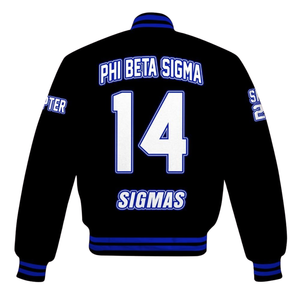 Phi Beta Sigma 1914 Greek Life Letterman Varsity Jacket Bleu Blanc Fraternité Chenille Patch College Classic Jacket - Product Image 4