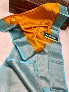 Revente de saris en brocart rayonne personnalisés avec couleurs et motifs assortis par les magasins de vêtements - Product Image 6