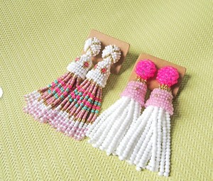 2.76" Long Beaded Tassel Earrings in Oscar De La Renta Style Quality <b>Emerald</b> Green Beaded Tassel Earrings - Product Image 1