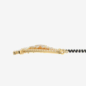 Mangalsutra pour femme en or 14 carats avec diamant de laboratoire taille ronde, bijou culturel de collection - Product Image 3