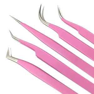 แหนบติดขนตาแบบมืออาชีพ ยี่ห้อ Diamond Grip สีชมพู สแตนเลส ปลายแหลม ใยแมตต์ 45 90 องศา สำหรับต่อขนตา - Product Image 5