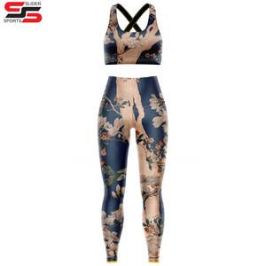 Fleur Impression Sublimation Conception Personnalisée Femmes Soutien-Gorge Leggings Collants Active Wear 2 Pcs Femmes Sport Soutien-Gorge et Leggings Yoga Ensembles - Product Image 6