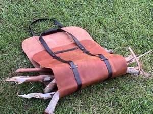 100% Genuine Leather Wood <b>Log</b> Firewood Storage <b>Holder</b> Real Leather Tree <b>Holder</b> for <b>Fireplaces</b> LLR-0065 Accessory Sets - Product Image 4