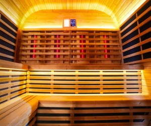 Home Spa Carbonized Spruce Wooden Outdoor 4 People Sauna Room with Infrared <b>Heaters</b> - Product Image 3