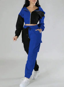 Ensemble deux pièces automne hiver pour femmes survêtement à capuche ample avec fermeture éclair bloquée cordon Cargo pantalon - Product Image 5