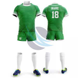 Ensemble d'uniformes de sport OEM pour le rugby avec tissu évacuant l'humidité pour les équipes Maillot à séchage rapide et short sur mesure pour le confort - Product Image 4