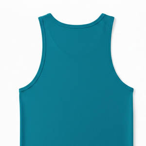 Camiseta sin mangas de hombros anchos de Spandex/Poliéster con cuello de acabado limpio, dobladillos que se mantienen planos, de secado rápido y transpirable para un estilo veraniego impecable. - Product Image 4