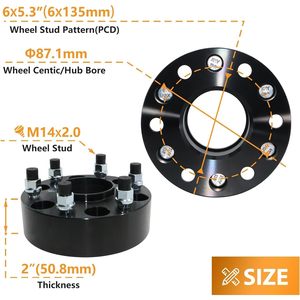 สเปเซอร์ล้อขนาด 6x135 2 นิ้ว 4 ชิ้น พร้อมอะแดปเตอร์แบบ Hub Centric เกลียว M14x2.0 รูกลาง 87.1 มม. ผลิตจากอะลูมิเนียมอัลลอยชุบโครเมียม - Product Image 5